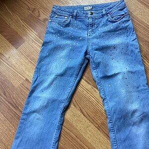 Cache Blue Straight Leg Jeans with Studded Details
